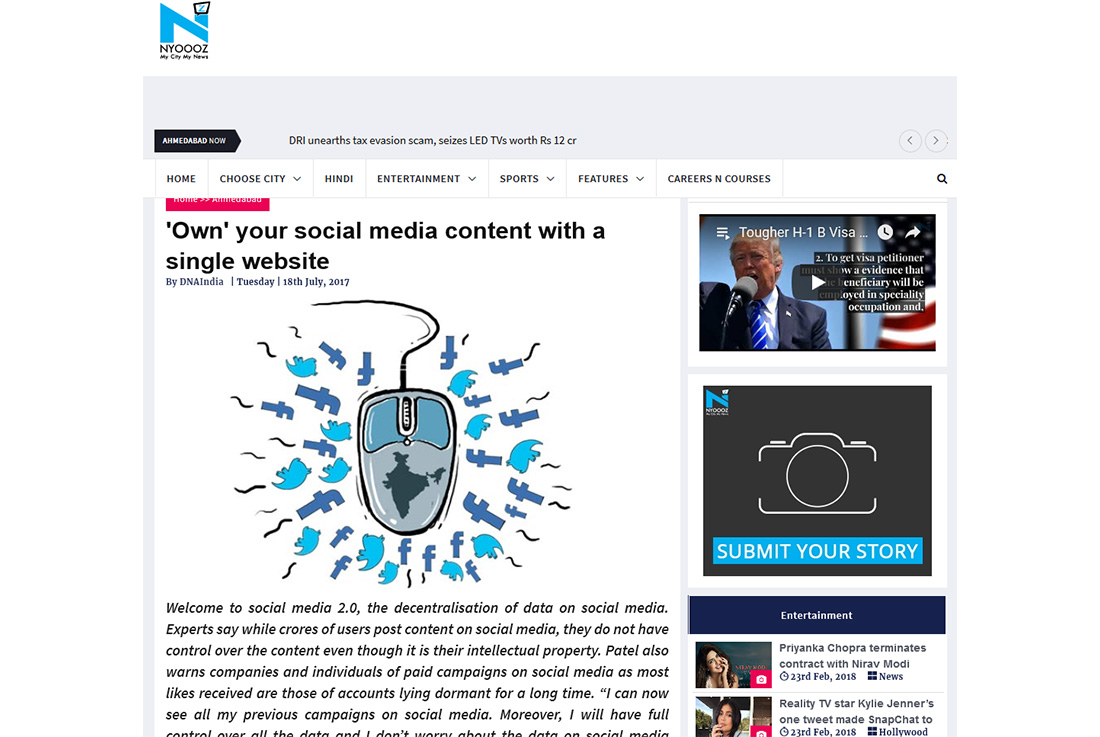 'Own' your social media content with a single website | Ahmedabad NYOOOZ